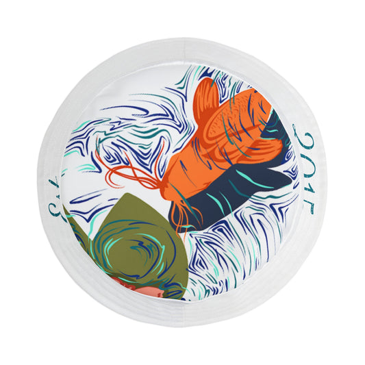 Bucket Hat with Psalm 23:4 Koi Fish Design